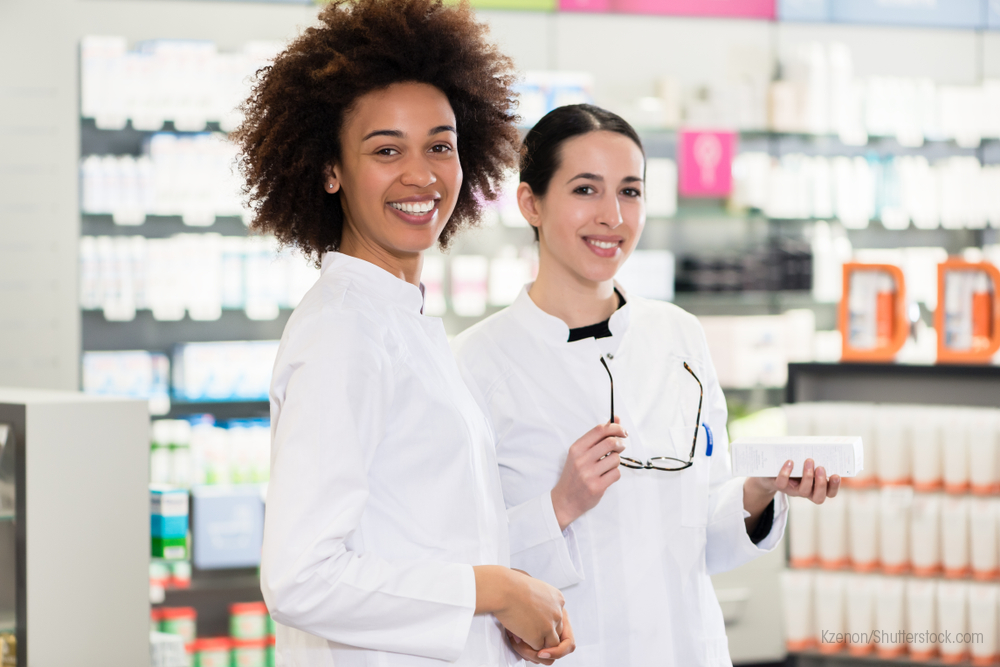 Two pharmacists in a pharmacy