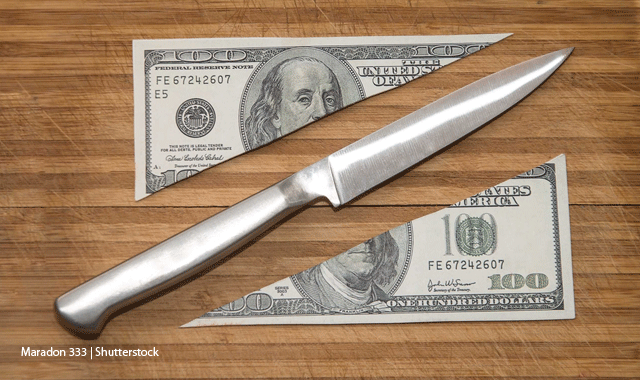 knife through hundred dollar bill