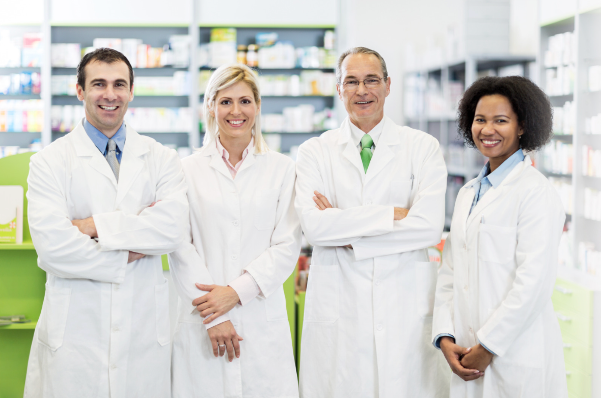 group of pharmacists posing 