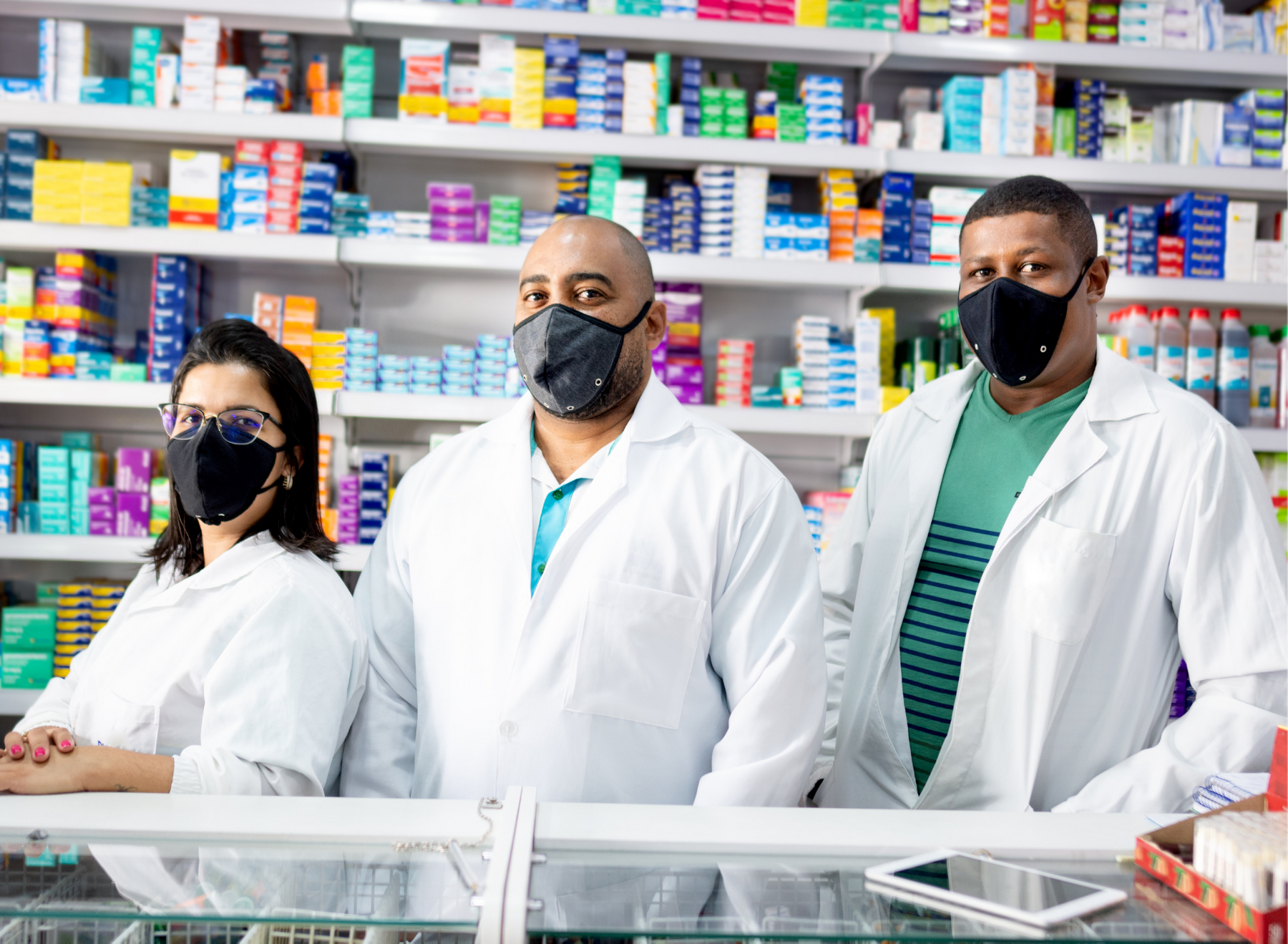 pharmacists in masks