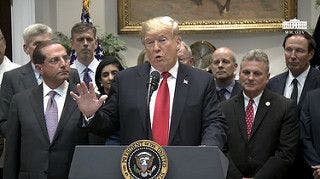 President Trump at the signing of the bill banning gag clauses. 