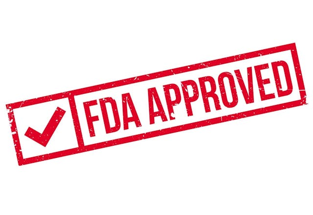 Red FDA approved stamp on a white background