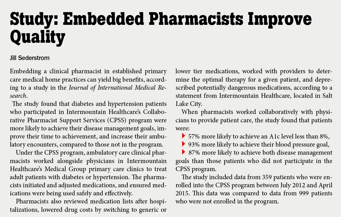 Embedded pharmacists information